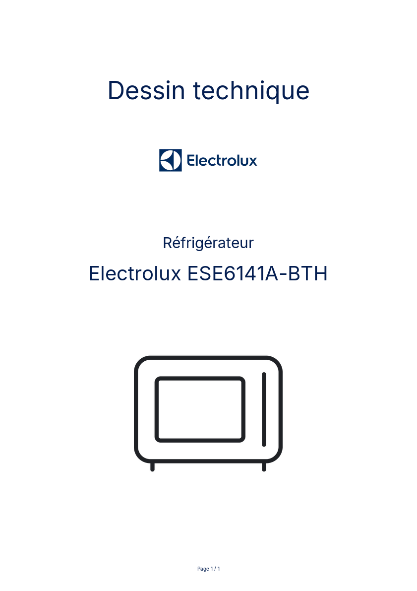 Page n°1 - Dessin technique Electrolux ESE6141A-BTH