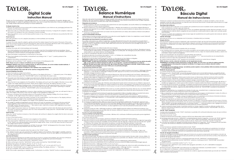 Image de la première page du manuel de l'appareil TE22FT