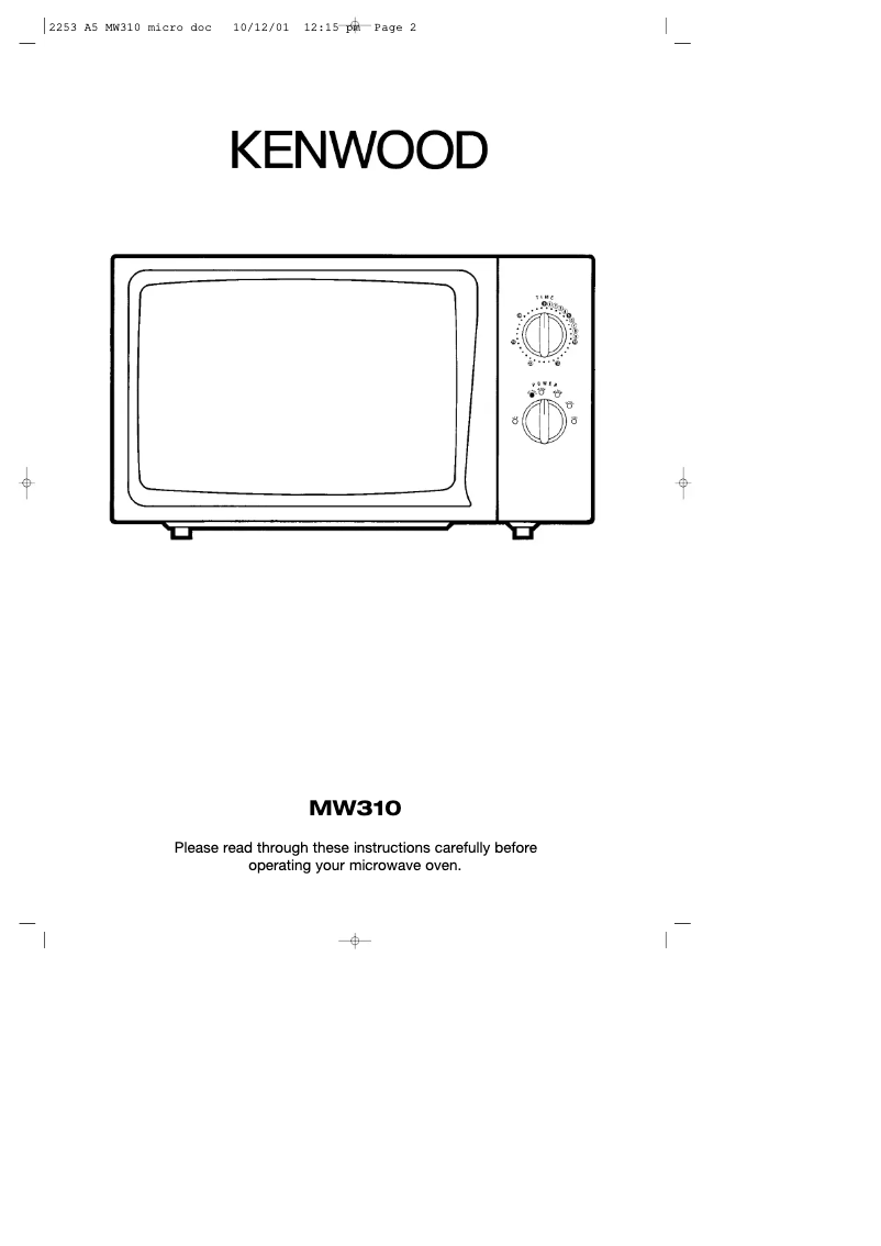 Page n°1 - Manuel utilisateur Kenwood MW310