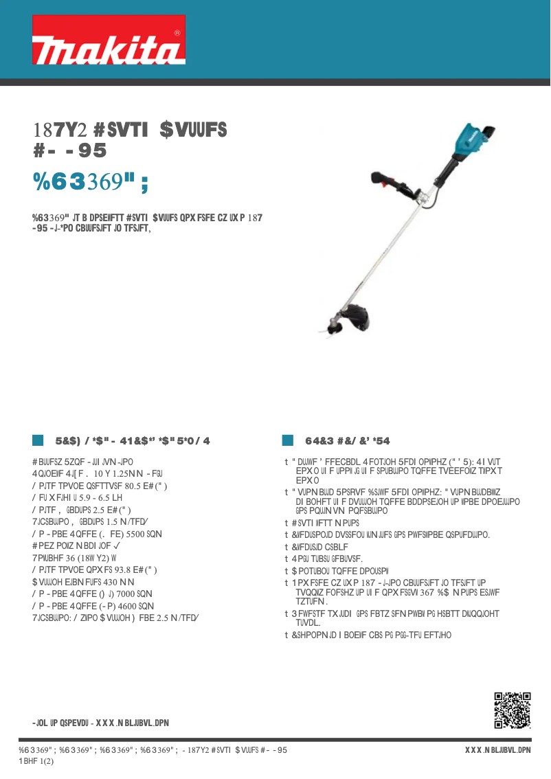 Page n°1 - Fiche technique Makita DUR369AZ