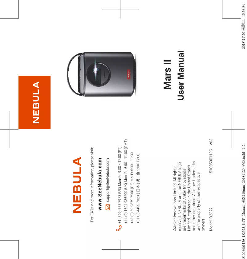 Image de la première page du manuel de l'appareil Mars II