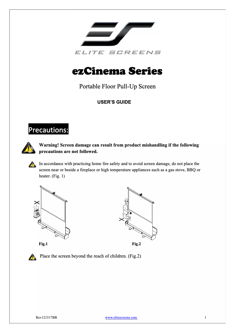 Page n°1 - Manuel utilisateur Elite Screens ezCinema F100NWV