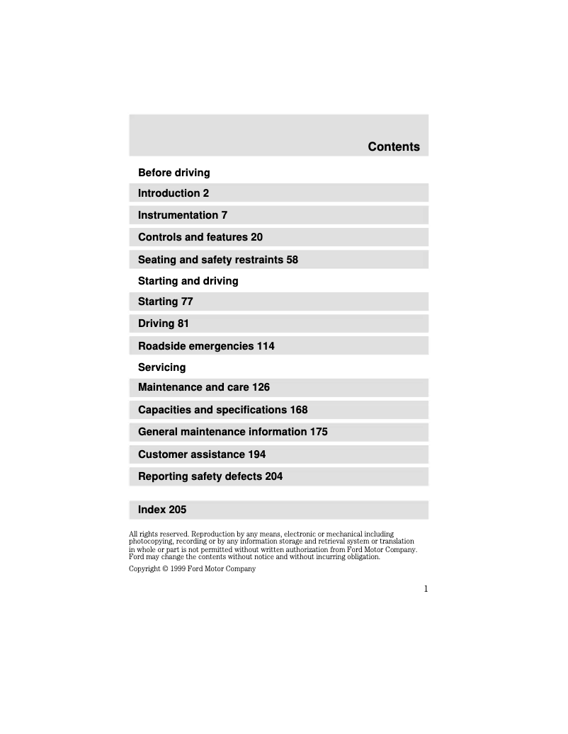 Page 1 de la notice Manuel utilisateur Ford F-750 (2000)