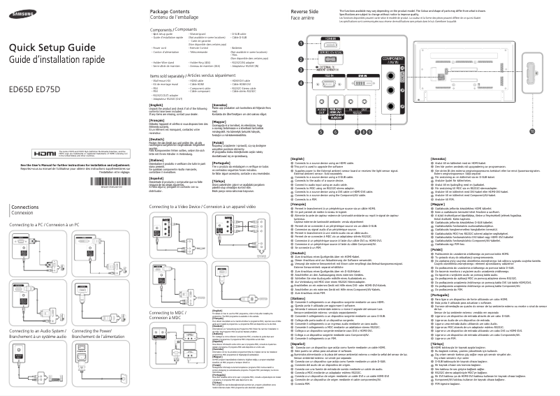 Page 1 de la notice Manuel utilisateur Samsung SyncMaster ED65D