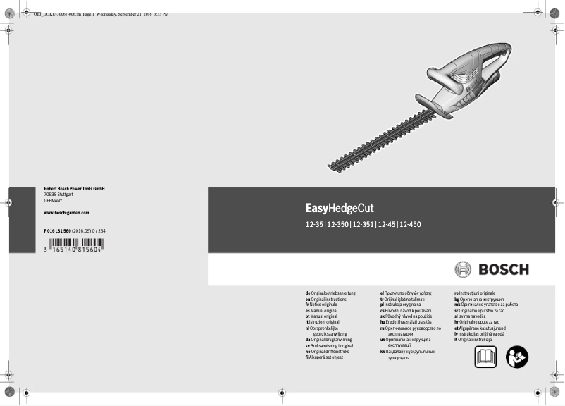 Page n°1 - Manuel utilisateur Bosch EasyHedgeCut 12-35