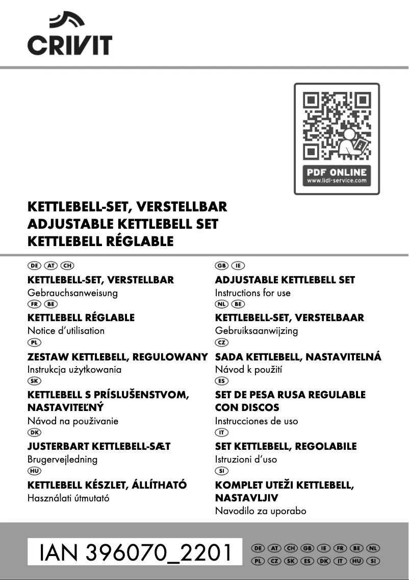 Page 1 de la notice Manuel utilisateur Crivit IAN 396070