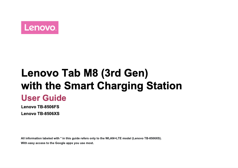 Page n°1 - Manuel utilisateur Lenovo Smart Tab M8 (3rd Gen)