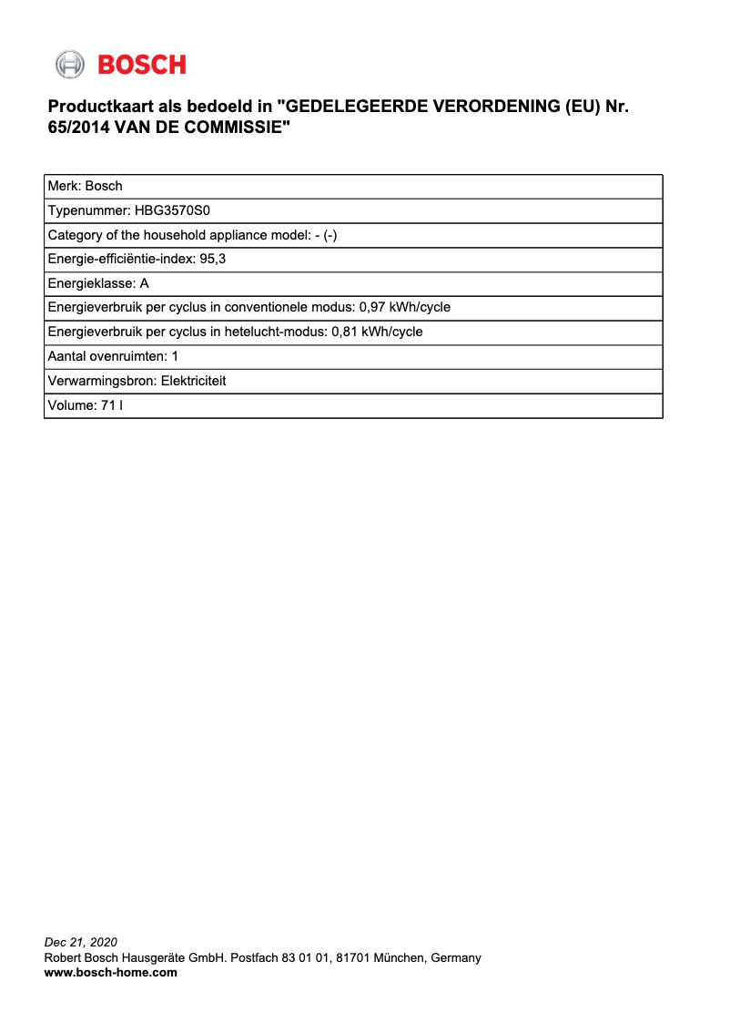 Page n°1 - Mode d'emploi Bosch HBG3570S0