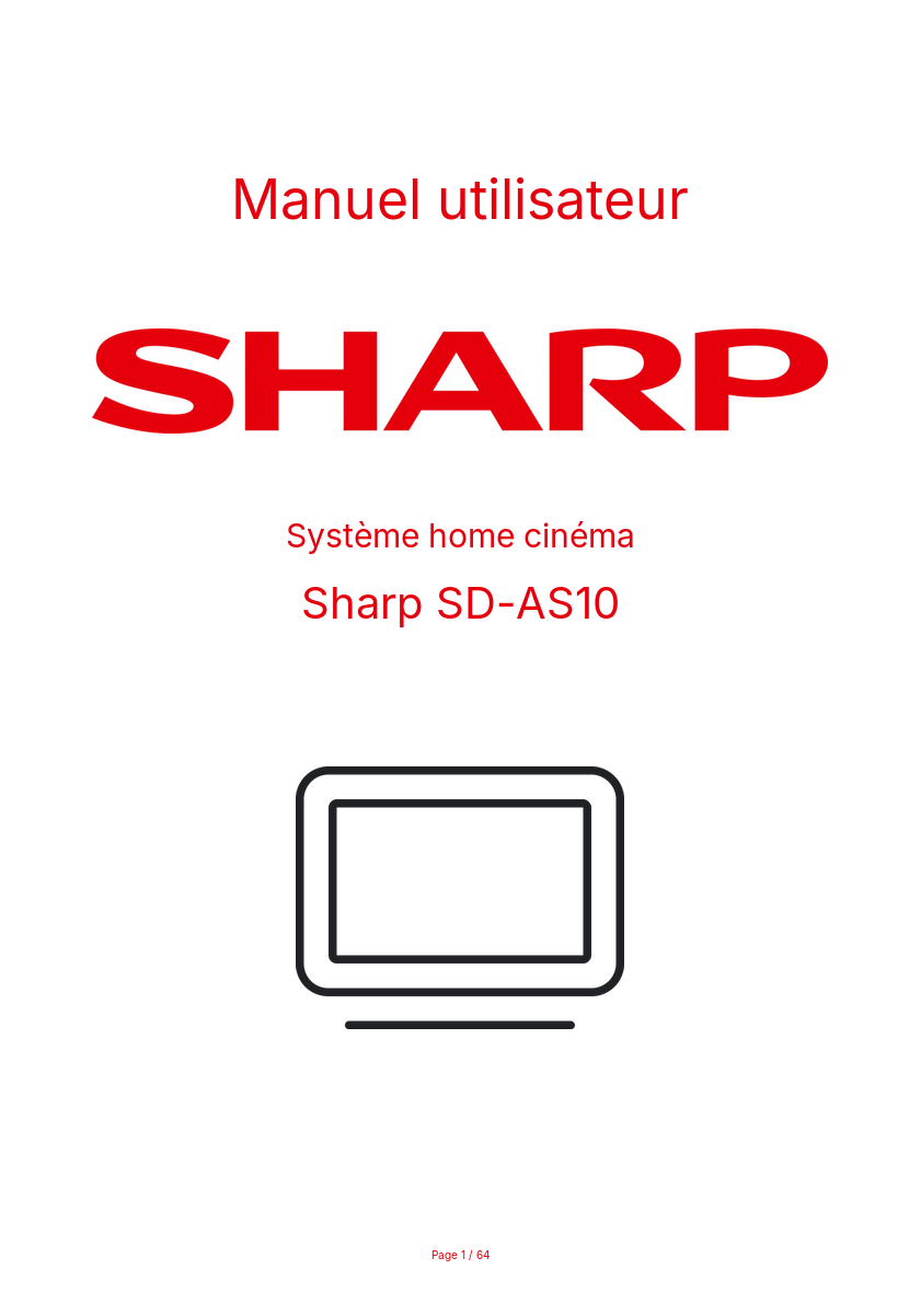 Page n°1 - Manuel utilisateur Sharp SD-AS10