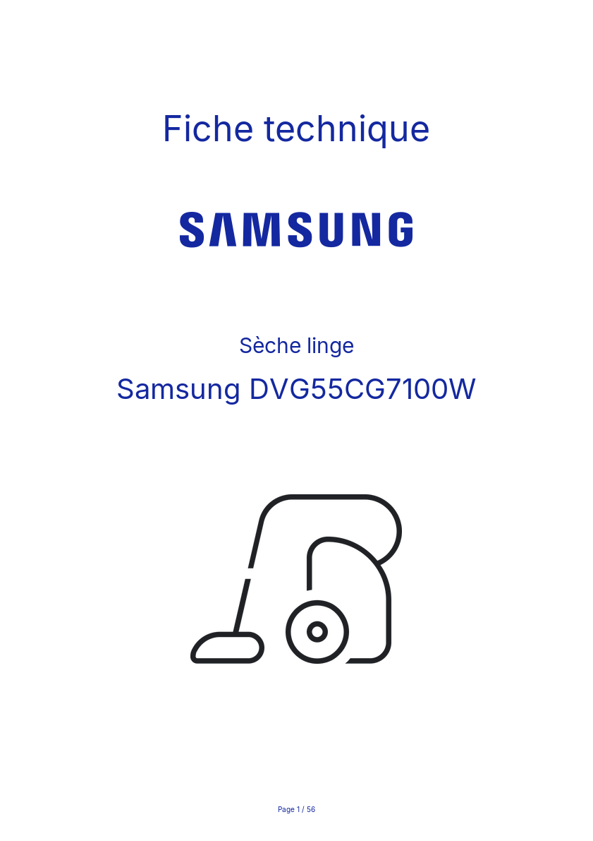 Image de la première page du manuel de l'appareil DVG55CG7100W