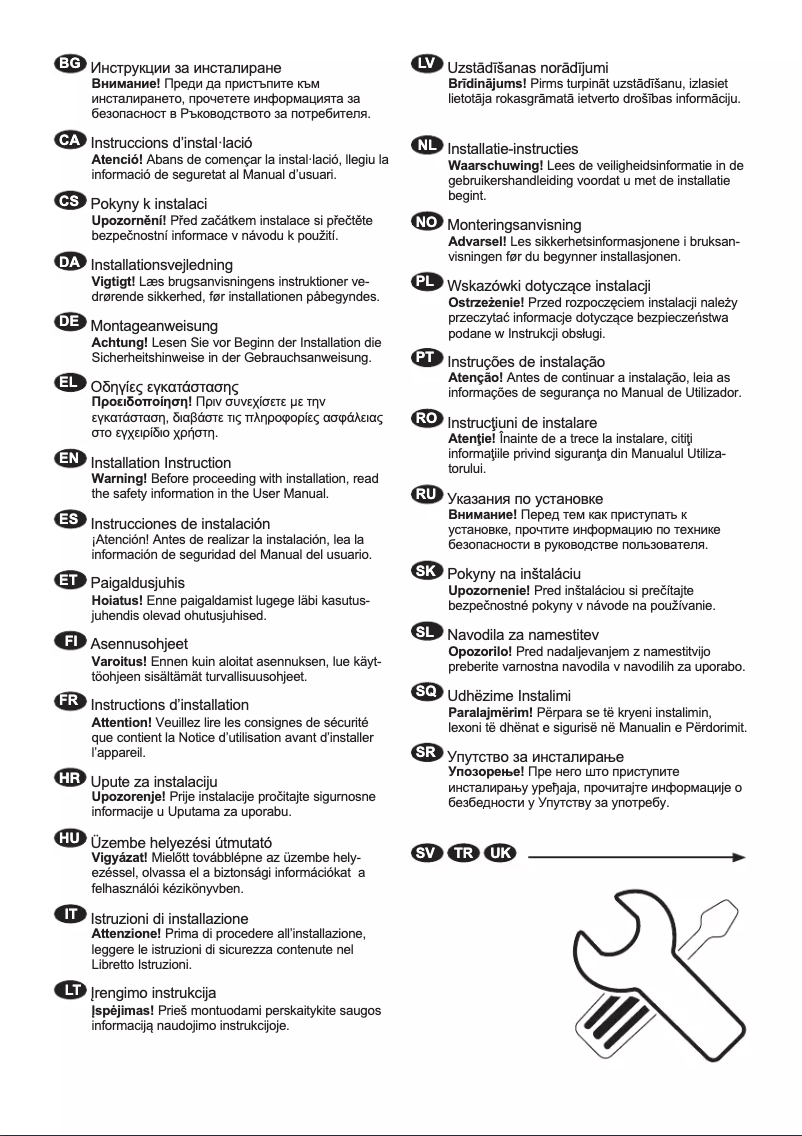 Page n°1 - Guide d'installation AEG OSC5S181ES
