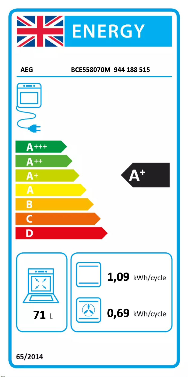 Page n°1 - Label énergétique AEG BCE558070M