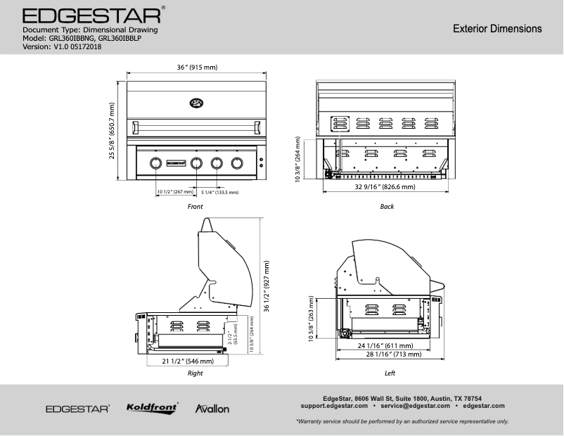 Page n°1 - Fiche technique EdgeStar GRL360IBBNG