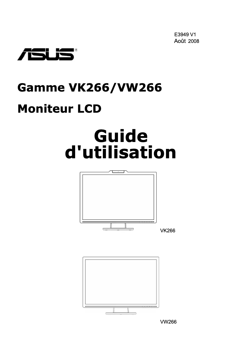 Page 1 de la notice Manuel utilisateur Asus VK266H