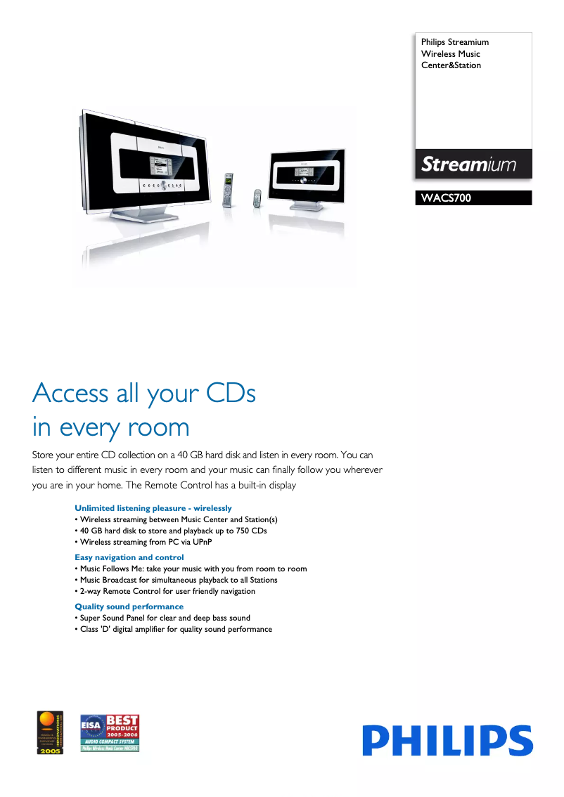 Page n°1 - Brochure Philips WACS700