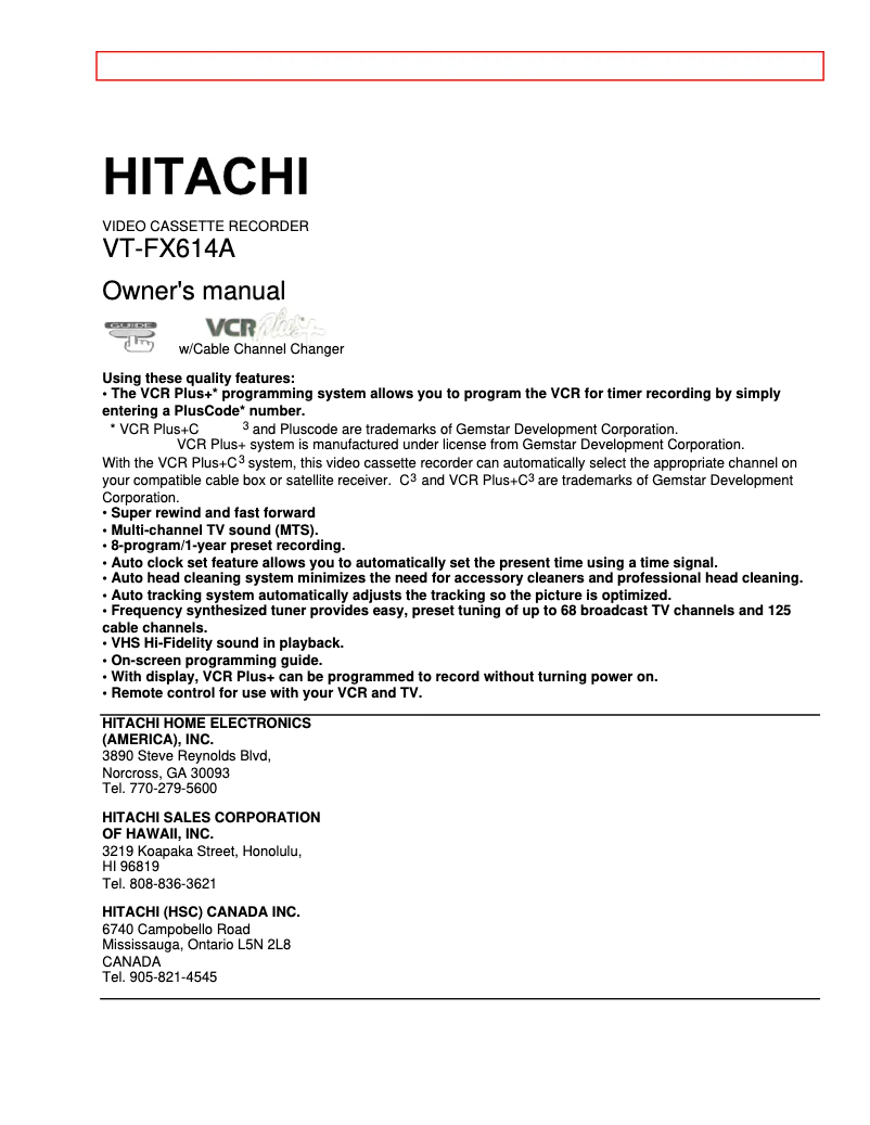 Imagen de la primera página del manual del dispositivo VT-FX614A