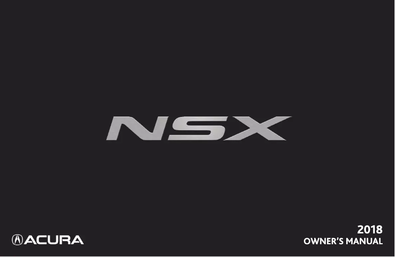 Page n°1 - Manuel utilisateur Acura NSX (2018)