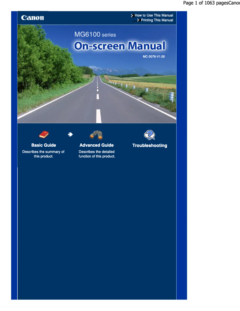 Page n°1 - Manuel utilisateur Canon Pixma MG6100