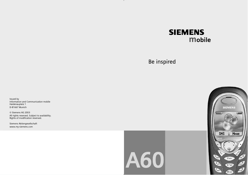 Image de la première page du manuel de l'appareil A60