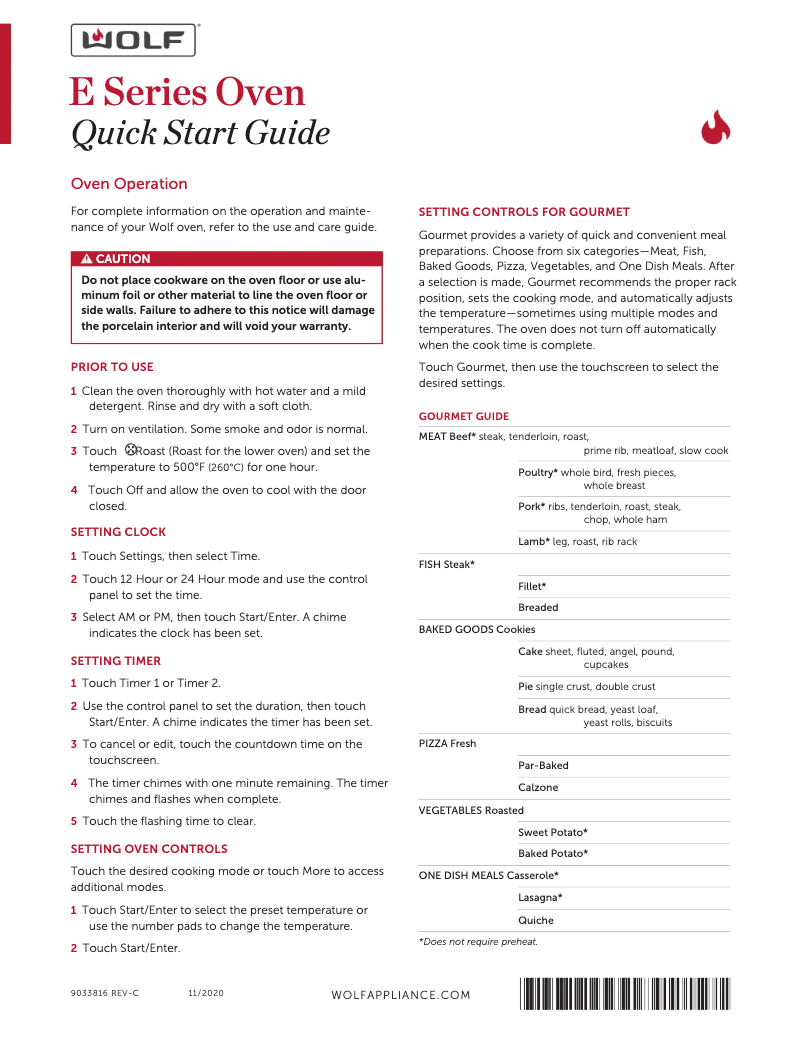 Page n°1 - Guide de démarrage rapide Wolf DO3050PE