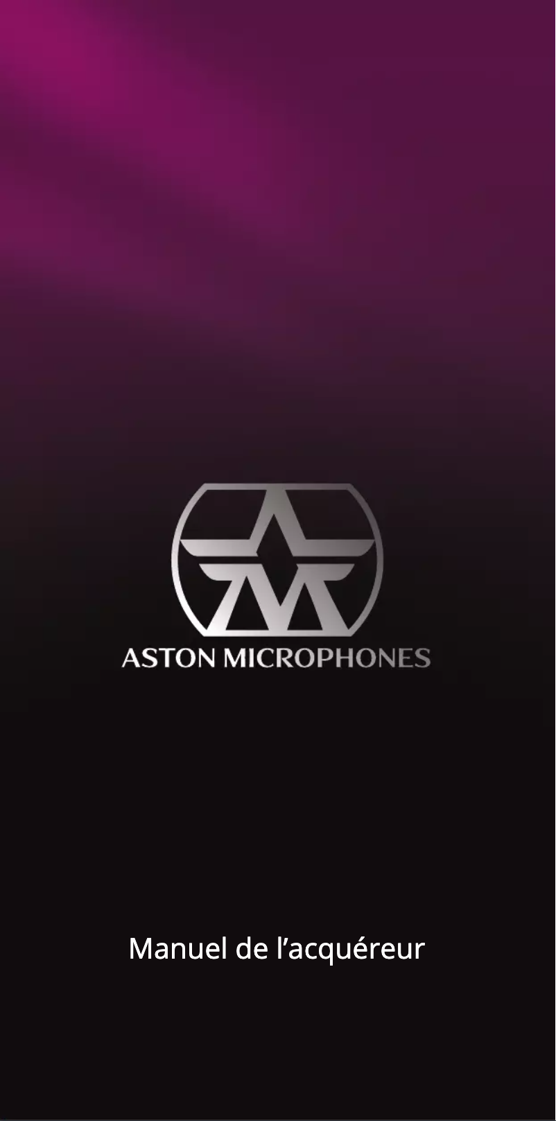 Page n°1 - Manuel utilisateur Aston Spirit