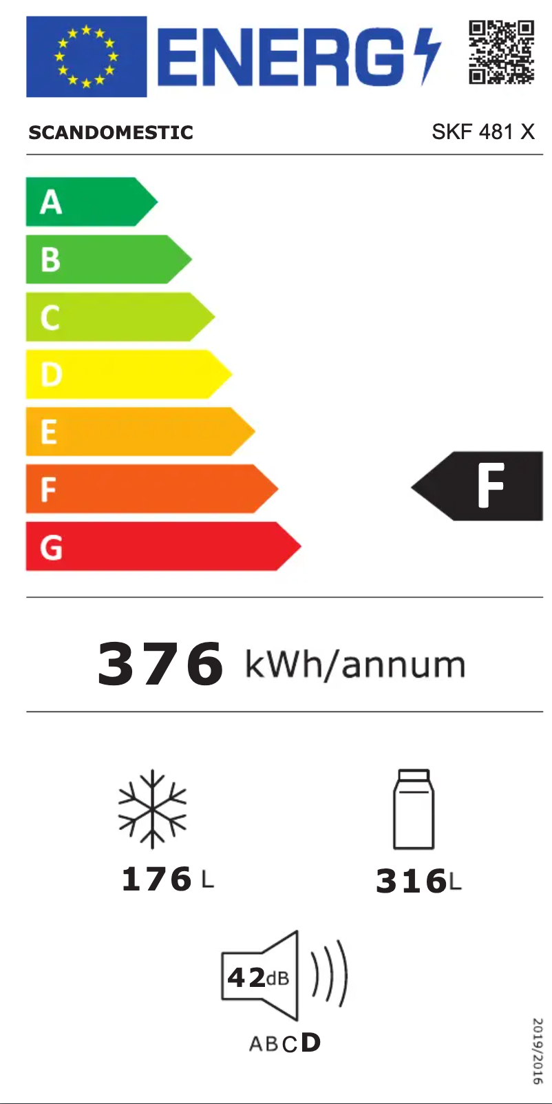 Page 1 de la notice Label énergétique Scandomestic SKF 481 X