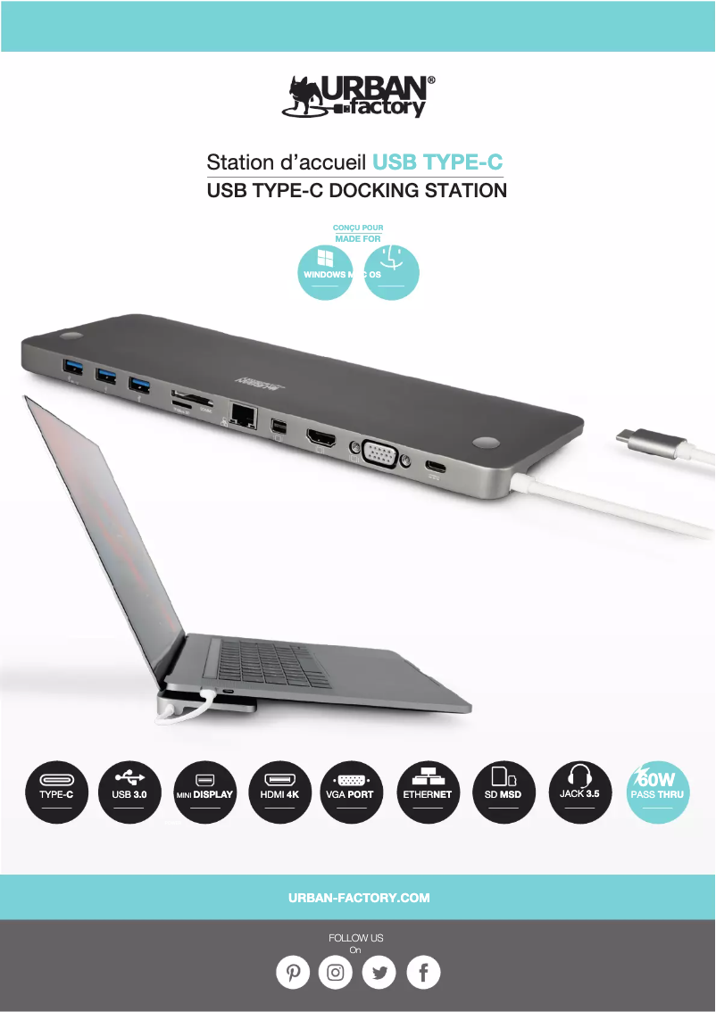 Page n°1 - Manuel utilisateur Urban Factory TCD01UF