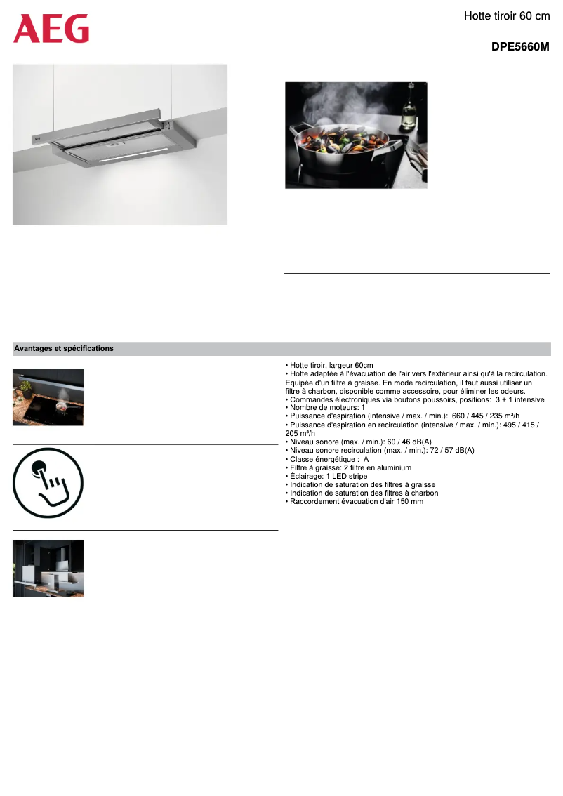 Página 1 del manual Ficha técnica AEG DPE5660M