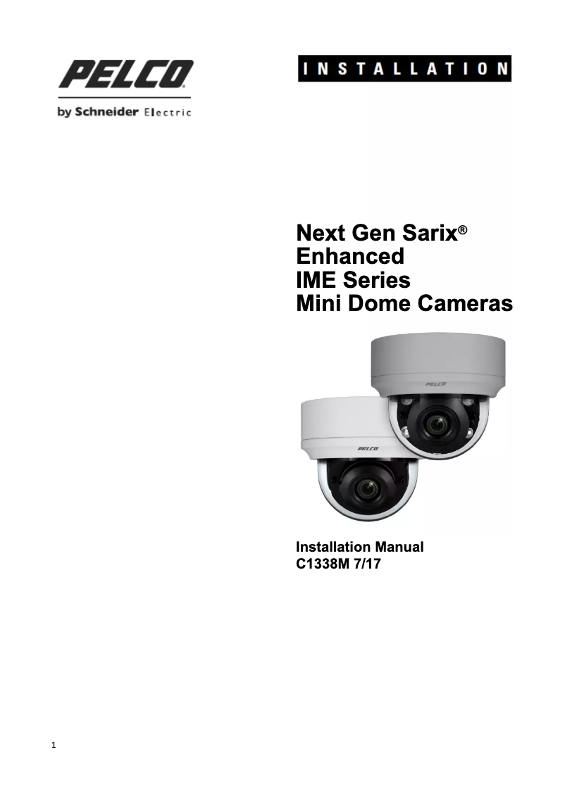 Page n°1 - Manuel utilisateur Pelco Sarix Enhanced IME129-1IS