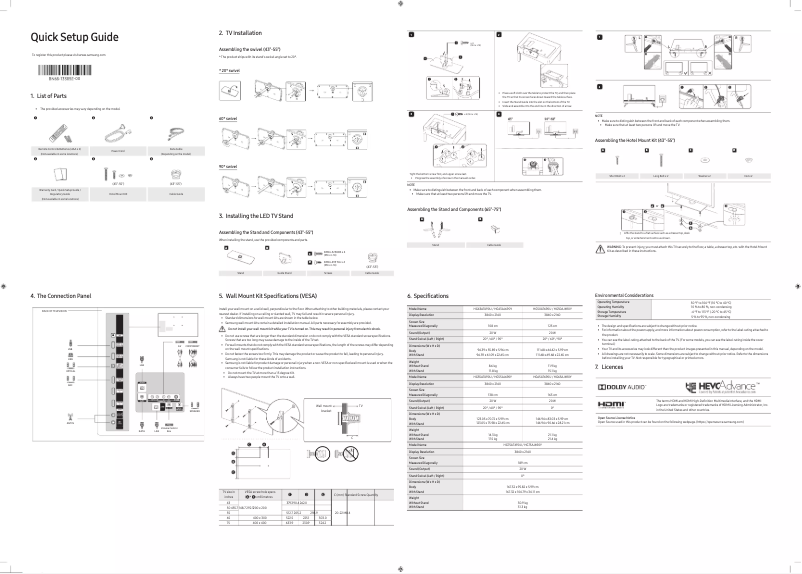 Page 1 de la notice Manuel utilisateur Samsung HG50AT690UK