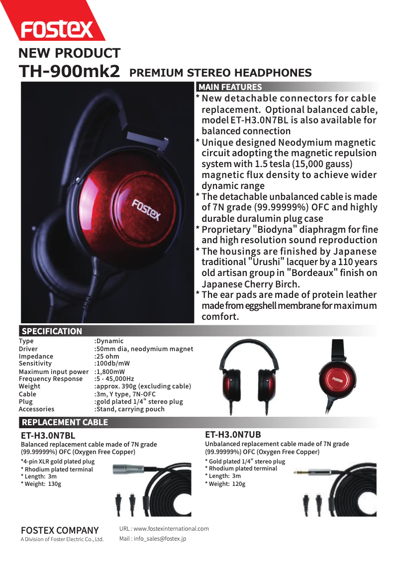 Page 1 de la notice Manuel utilisateur Fostex TH900