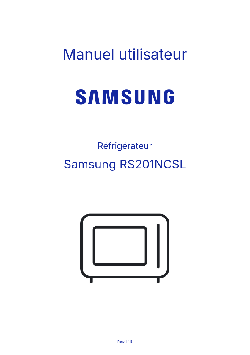 Page n°1 - Manuel utilisateur Samsung RS201NCSL