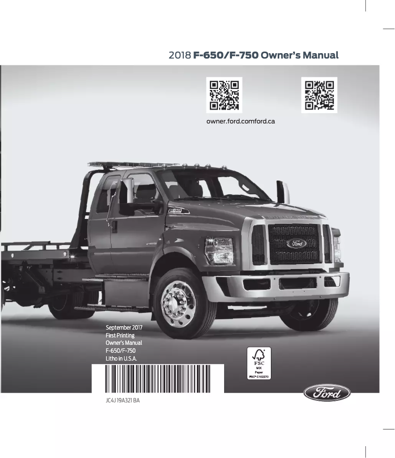 Page 1 de la notice Manuel utilisateur Ford F-750 (2018)