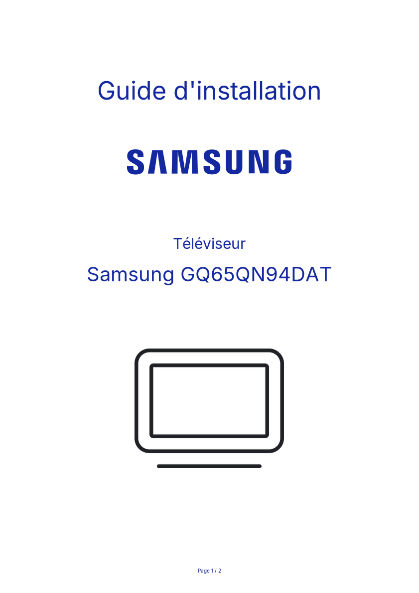 Page n°1 - Guide d'installation Samsung GQ65QN94DAT