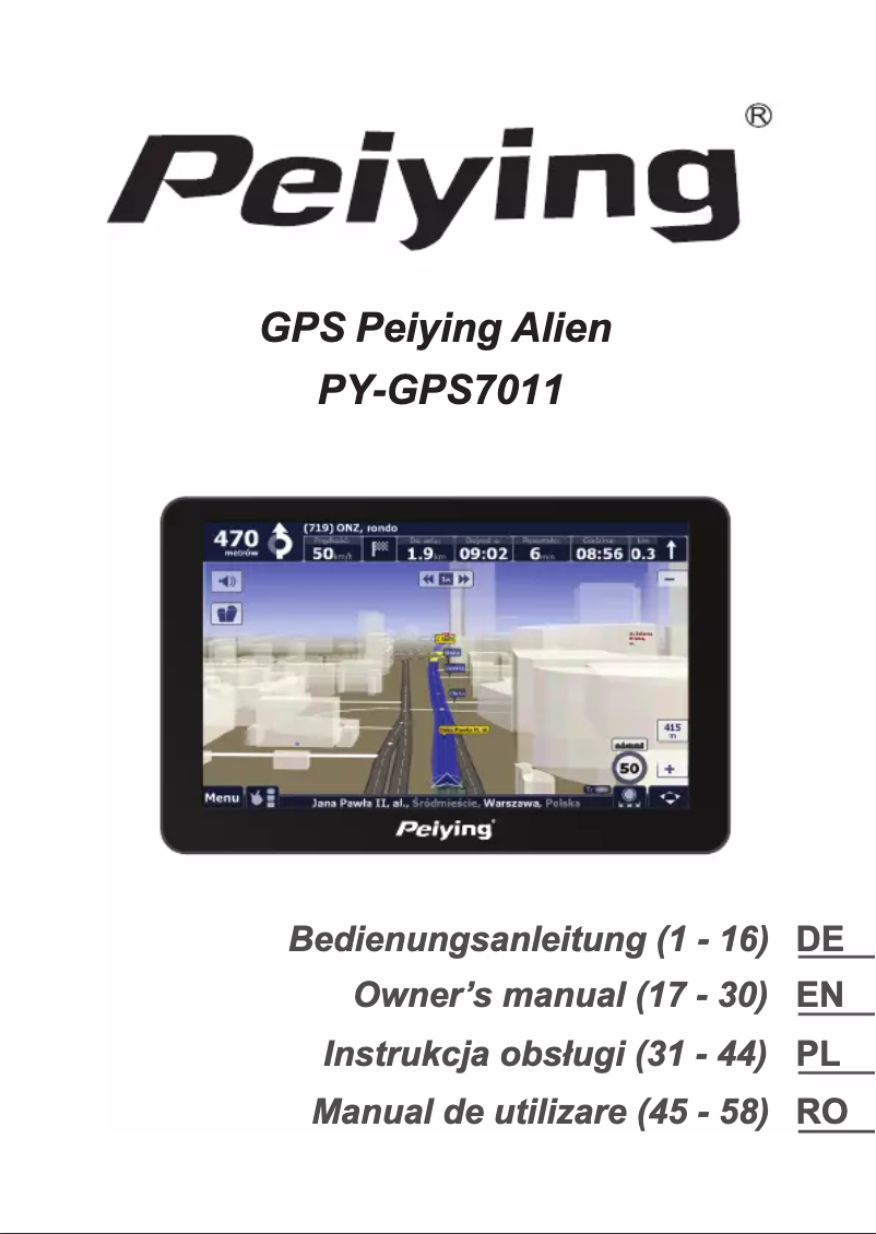 Image de la première page du manuel de l'appareil PY-GPS7011