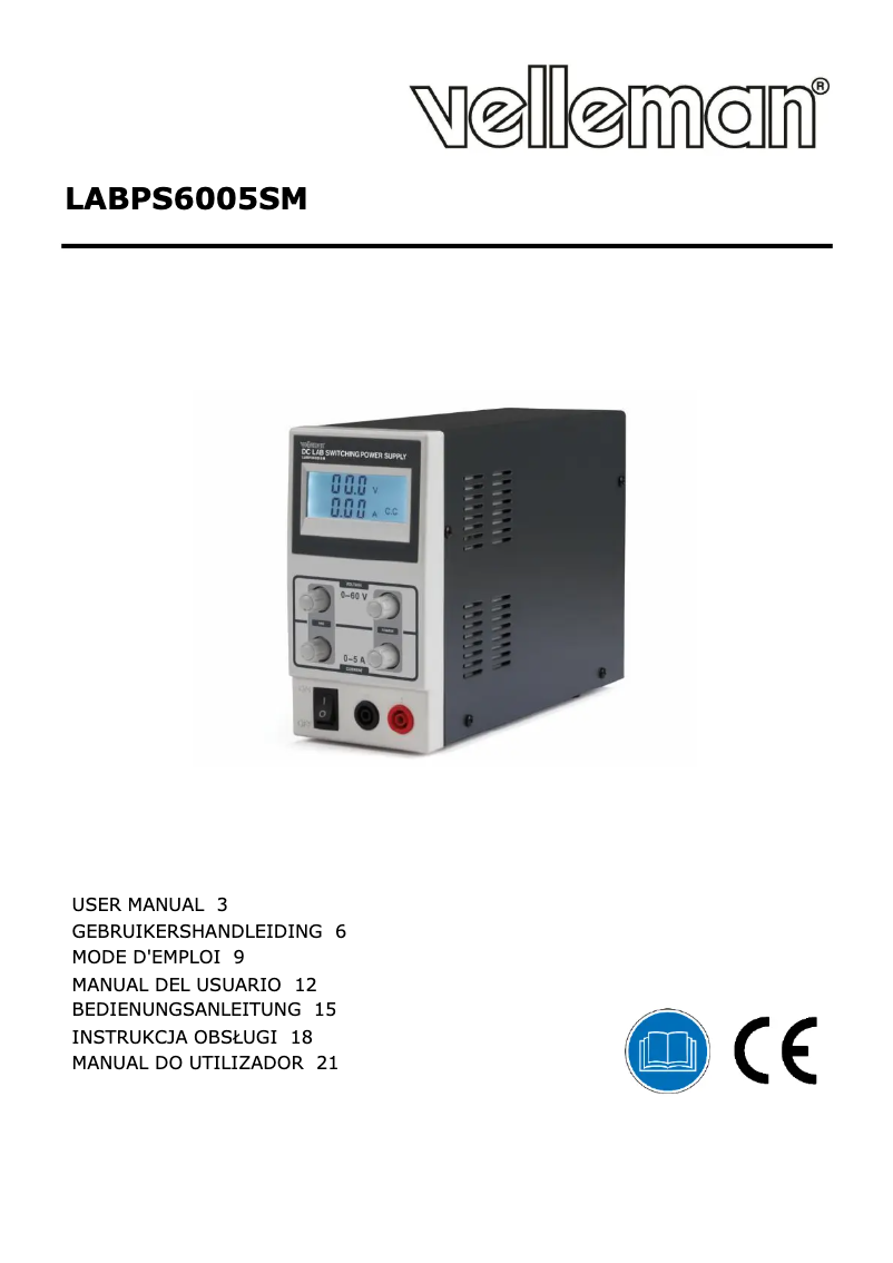Page n°1 - Manuel utilisateur Velleman LABPS6005SM