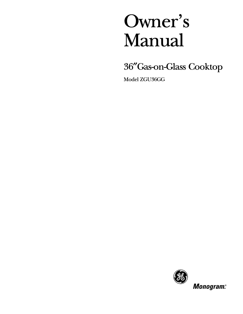 Page 1 of the manual Use and Maintenance Manual GE ZGU36GGSDSS