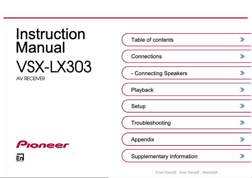 Page n°1 - Manuel utilisateur Pioneer VSX-LX303