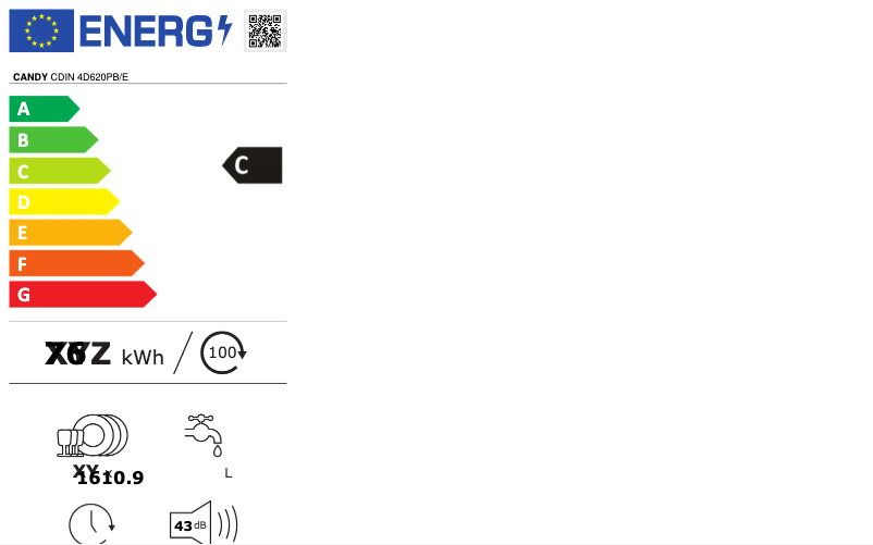 Page 1 de la notice Label énergétique Candy CDIN 4D620PB
