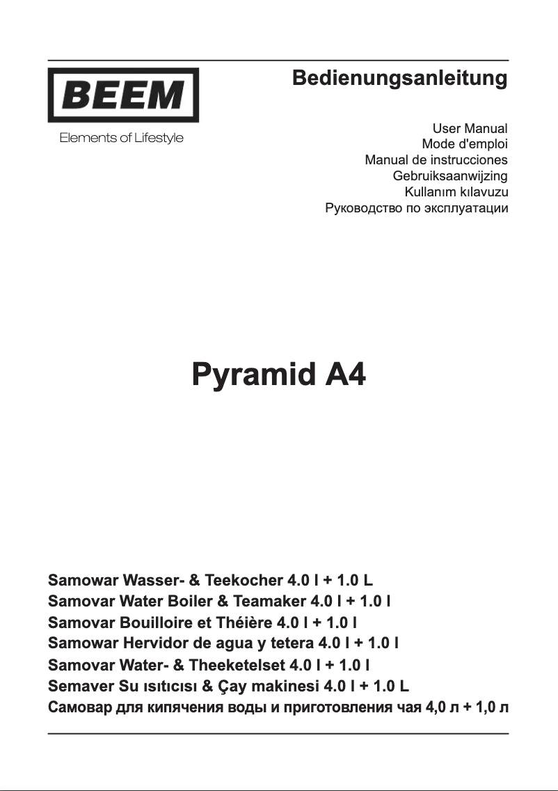 Image de la première page du manuel de l'appareil Pyramid A4
