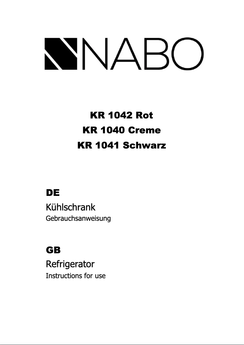 Page n°1 - Manuel utilisateur Nabo KR 1040