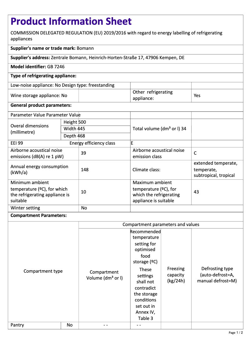 Image de la première page du manuel de l'appareil GB 7246
