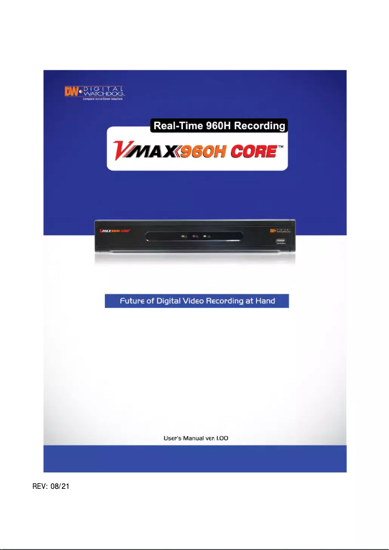 Page 1 de la notice Manuel utilisateur Digital Watchdog VMAX960H CORE DW-VC43T