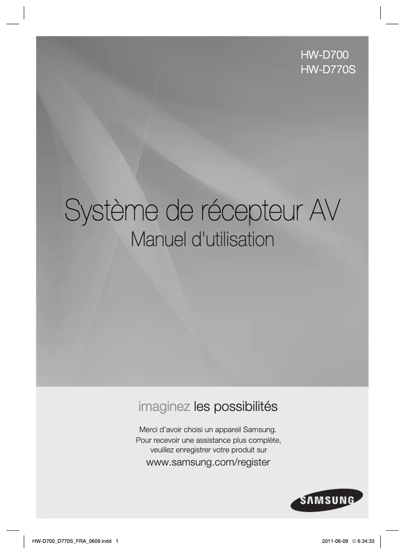 Page 1 de la notice Manuel utilisateur Samsung HW-D770S