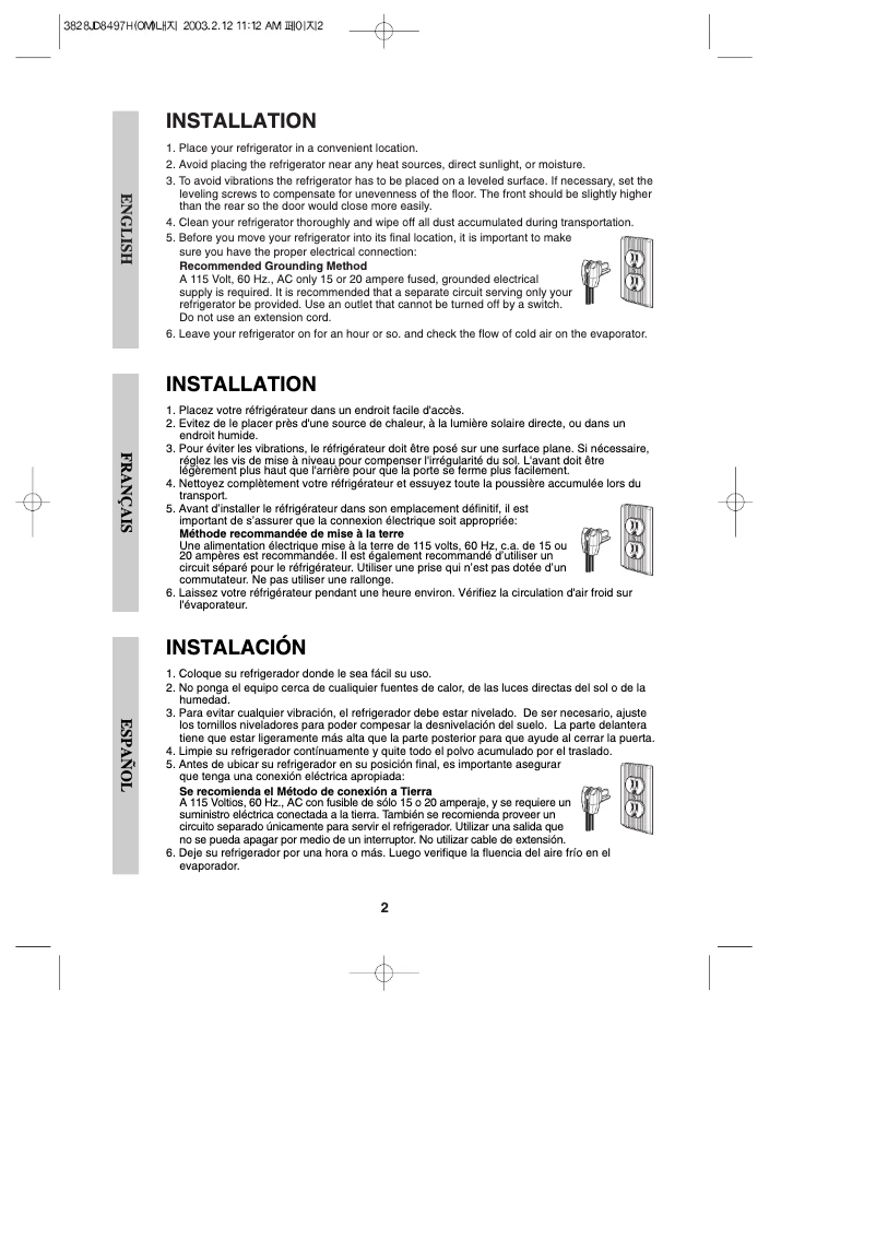 Page n°1 - Manuel utilisateur LG GC-151RW