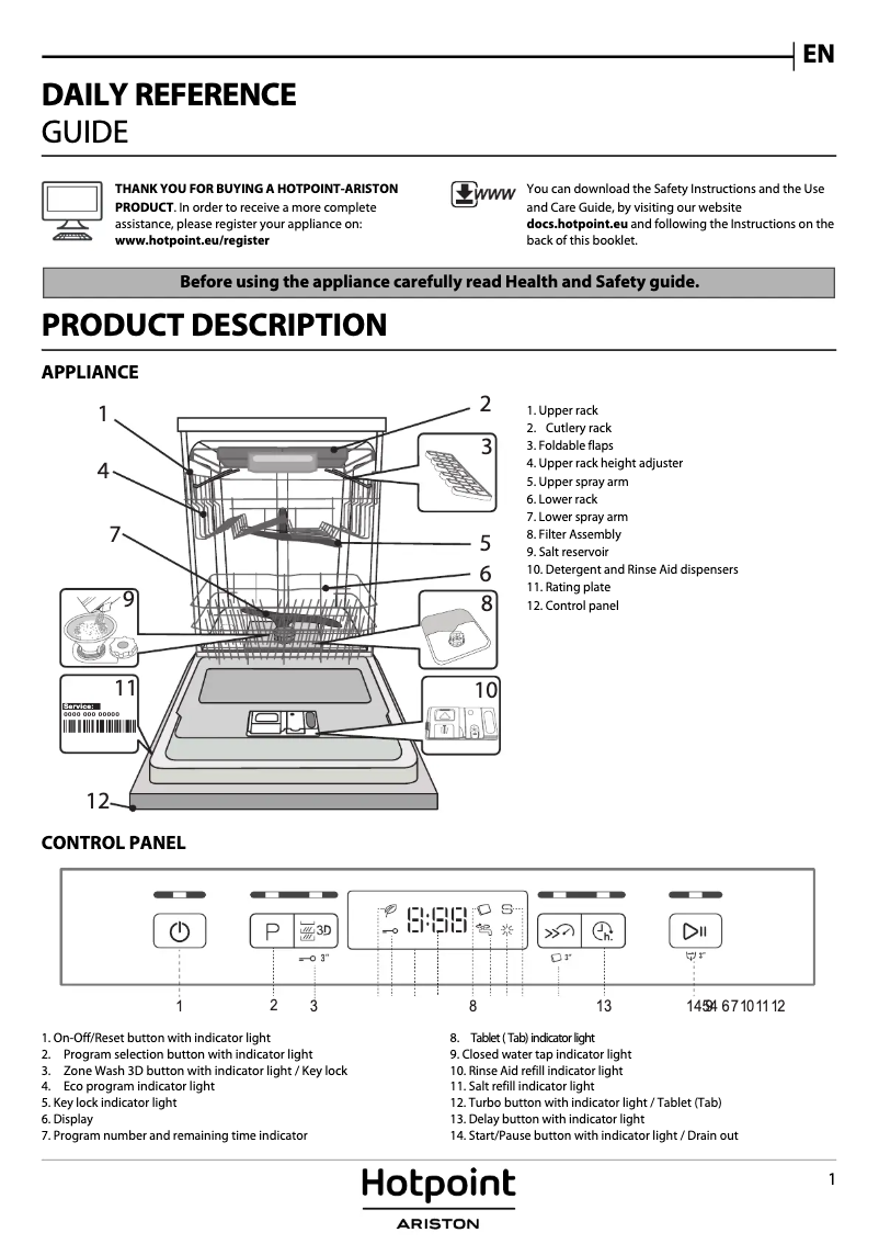 Page 1 de la notice Manuel utilisateur Hotpoint Ariston HFO 3C23 WF