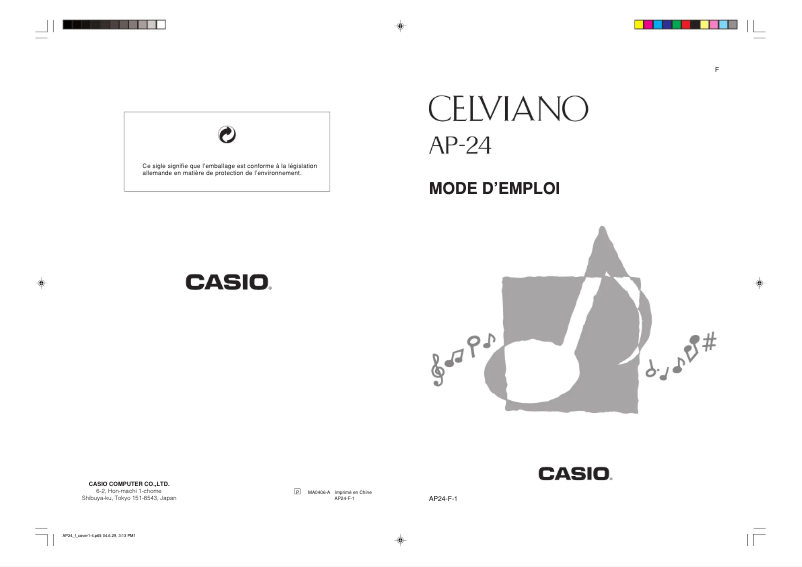 Page 1 de la notice Manuel utilisateur Casio Celviano AP-24