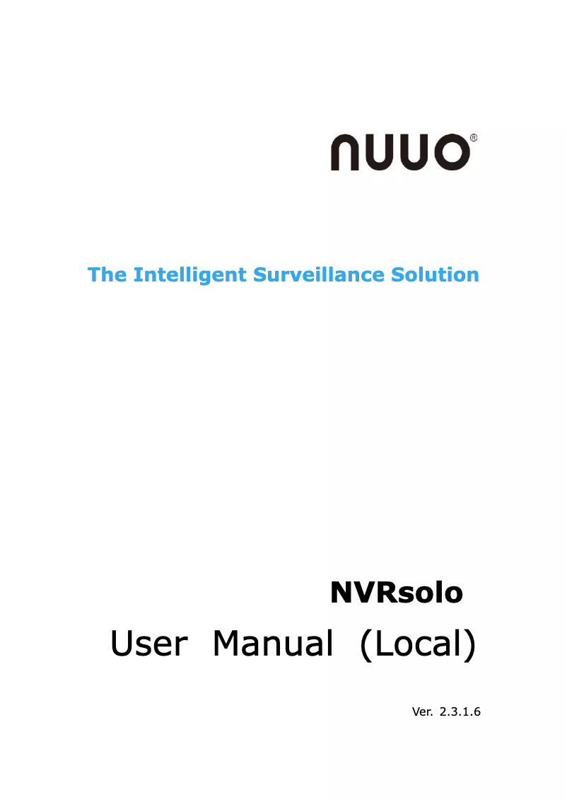 Page n°1 - Manuel utilisateur NUUO NVRsolo NS-8160