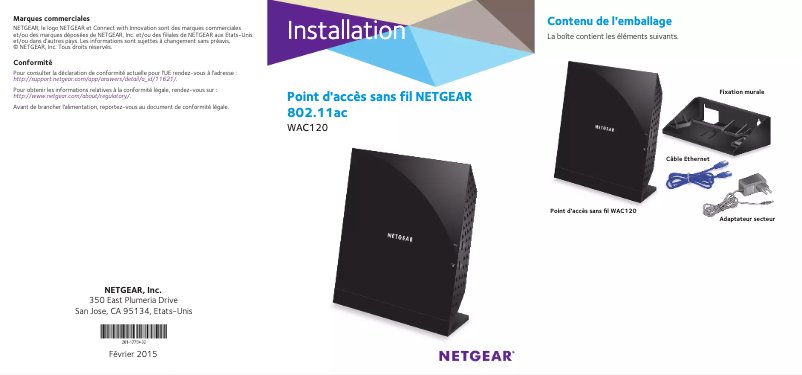Page 1 de la notice Guide d'installation Netgear WAC120