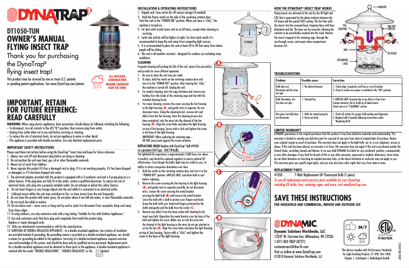 Página 1 del manual Manual de usuario Dynatrap DT1050-TUN